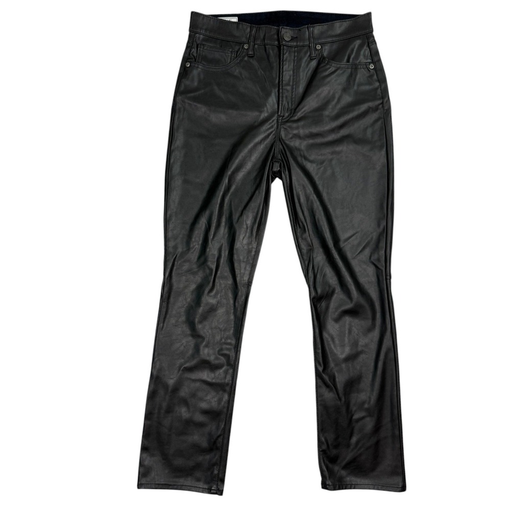 GAP Vintage Slim High Rise Black Faux Leather Vegan Leather Pants 29/8 Regular